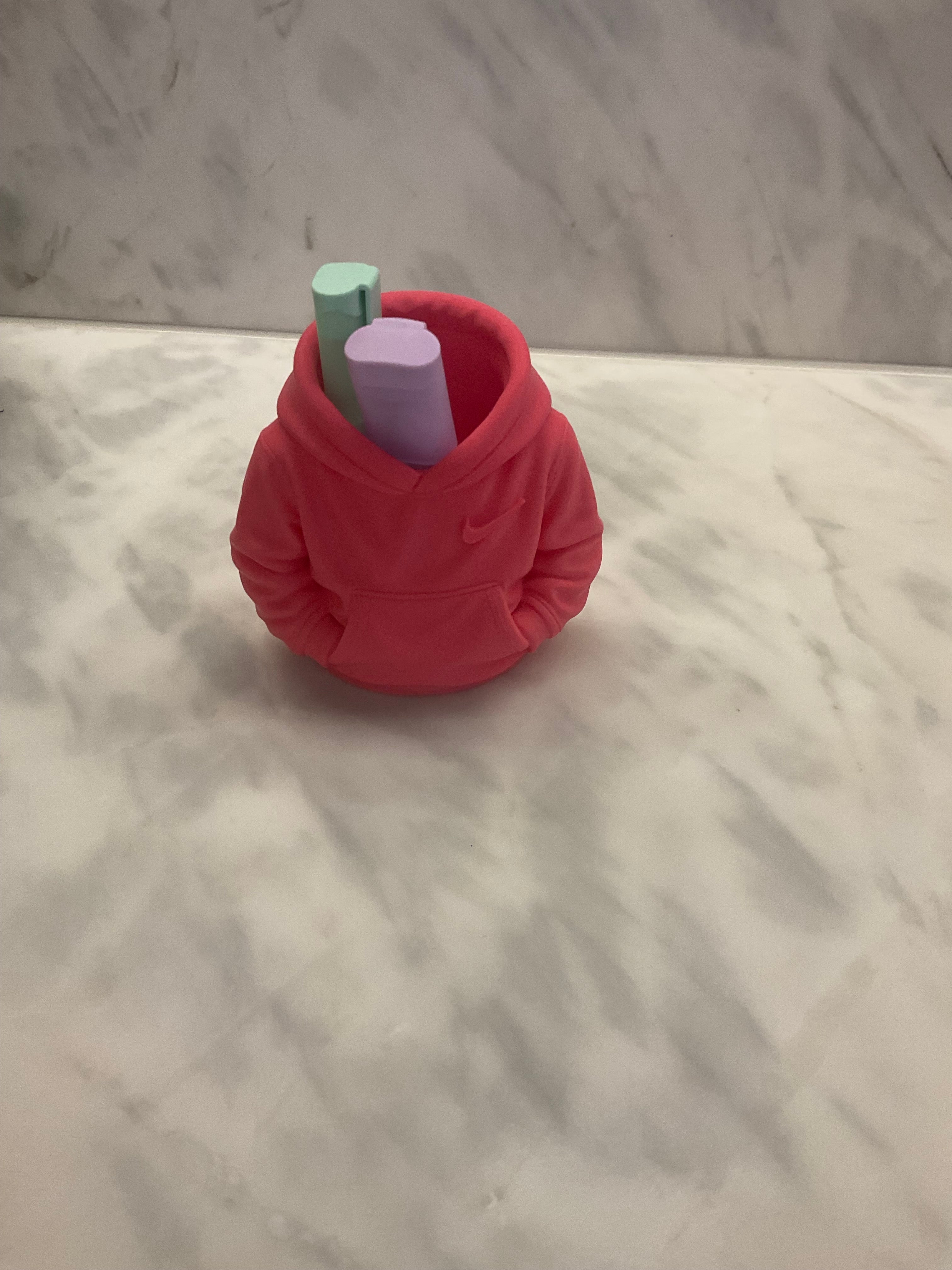 Hoodie pen or toothbrush holder